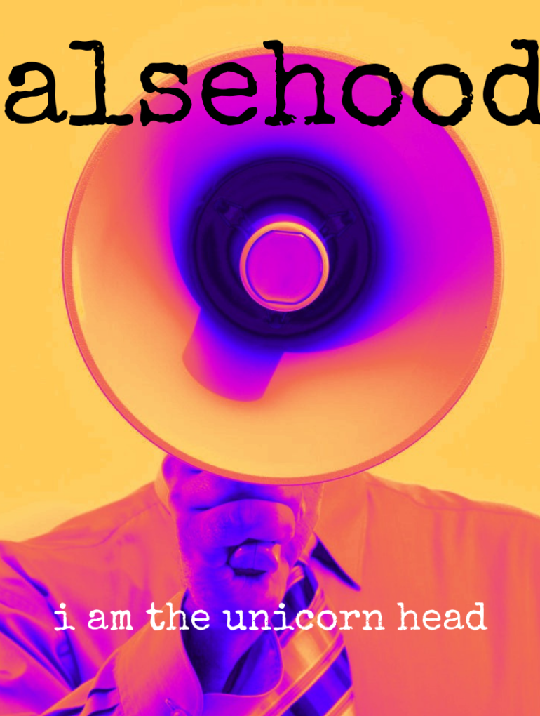 Falsehoods album art I am the unicorn head